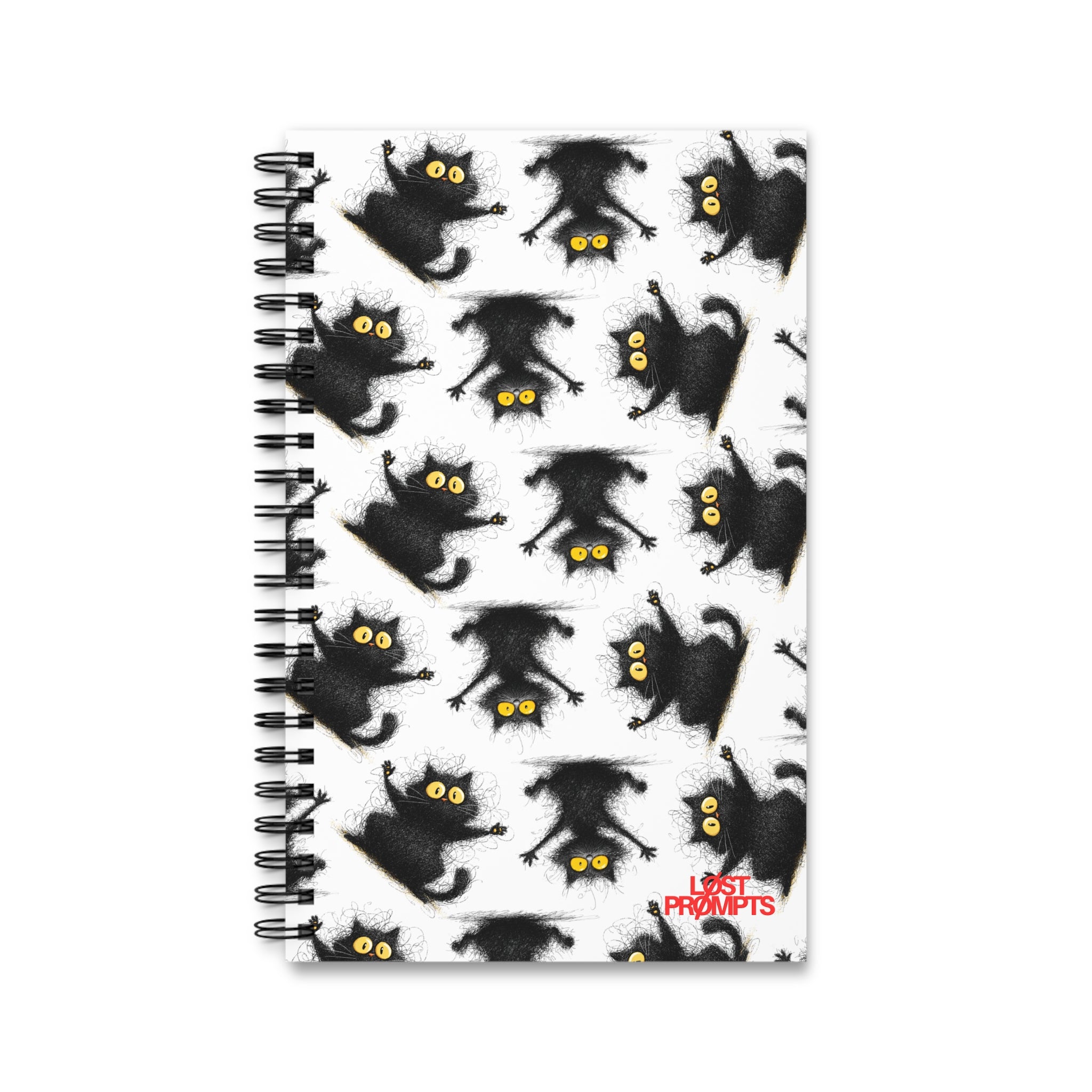 Whimsical Cat Spiral Journal - Cute Cat Lover Gift, Daily Planner, Creative Writing, Halloween Journal, Note-taking Sketchbook