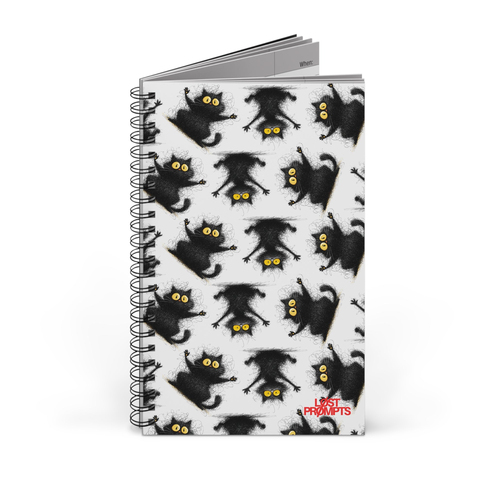 Whimsical Cat Spiral Journal - Cute Cat Lover Gift, Daily Planner, Creative Writing, Halloween Journal, Note-taking Sketchbook