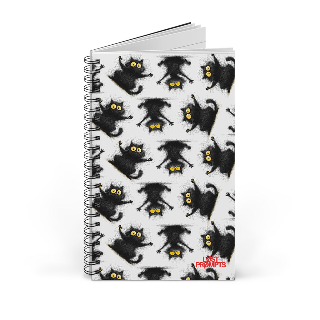 Whimsical Cat Spiral Journal - Cute Cat Lover Gift, Daily Planner, Creative Writing, Halloween Journal, Note-taking Sketchbook