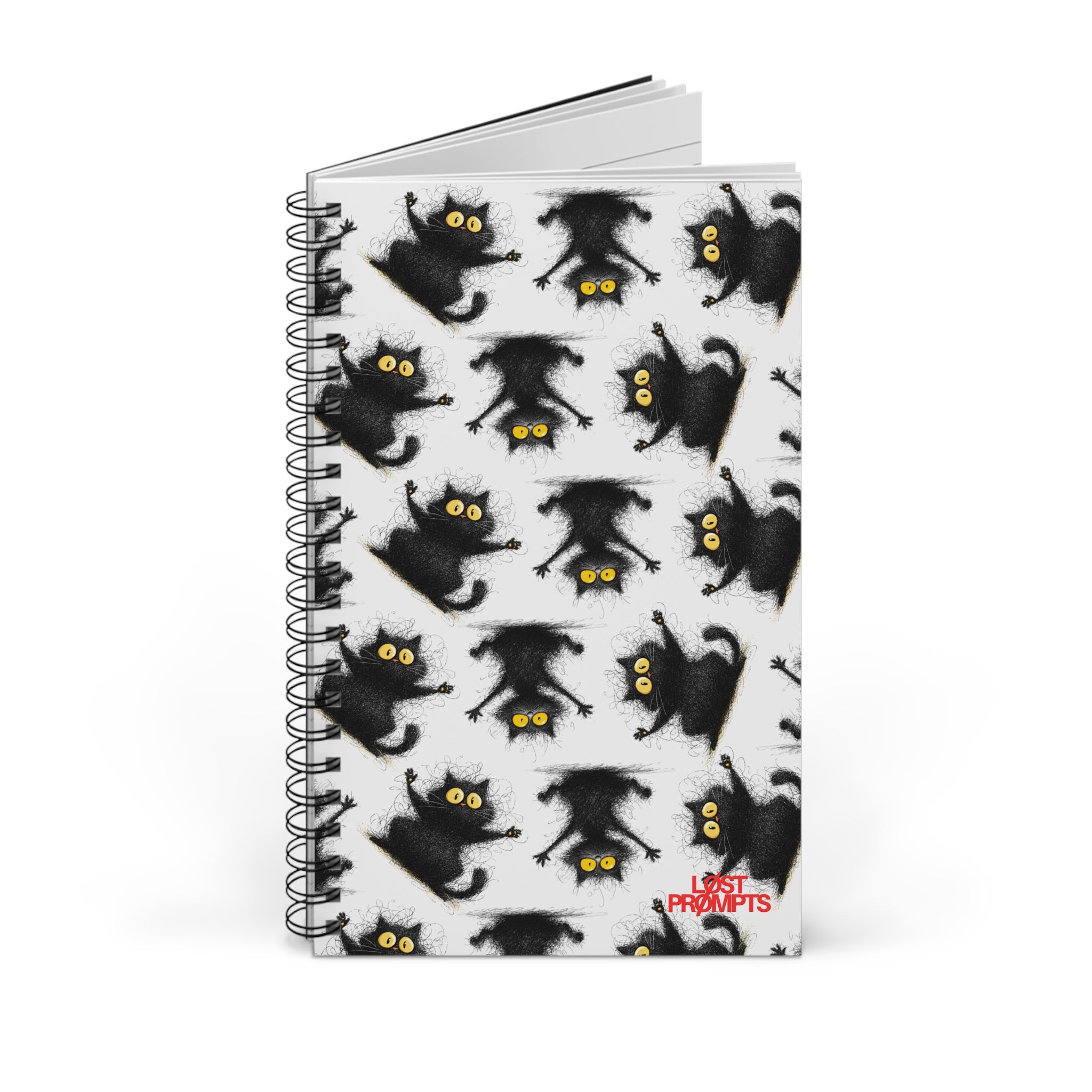 Whimsical Cat Spiral Journal - Cute Cat Lover Gift, Daily Planner, Creative Writing, Halloween Journal, Note-taking Sketchbook