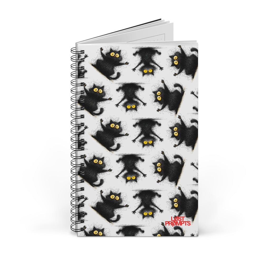 Whimsical Cat Spiral Journal - Cute Cat Lover Gift, Daily Planner, Creative Writing, Halloween Journal, Note-taking Sketchbook