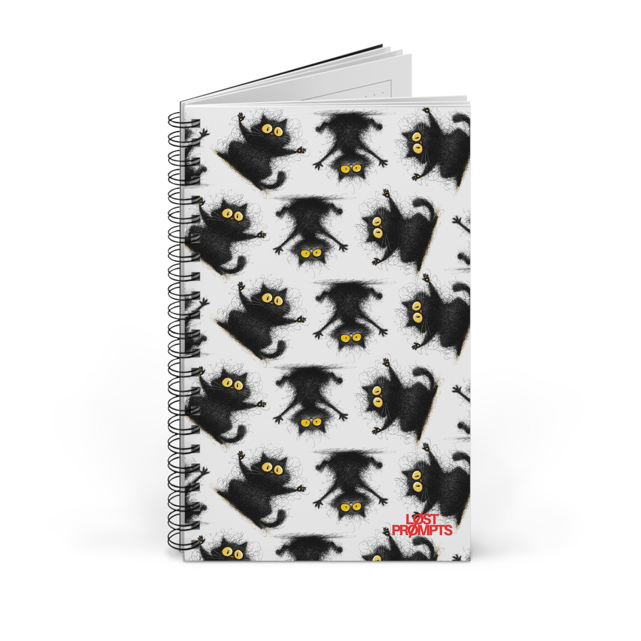 Whimsical Cat Spiral Journal - Cute Cat Lover Gift, Daily Planner, Creative Writing, Halloween Journal, Note-taking Sketchbook