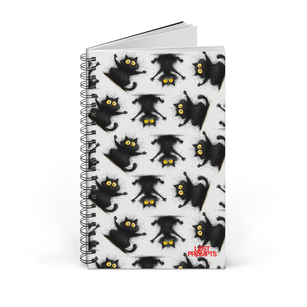 Whimsical Cat Spiral Journal - Cute Cat Lover Gift, Daily Planner, Creative Writing, Halloween Journal, Note-taking Sketchbook