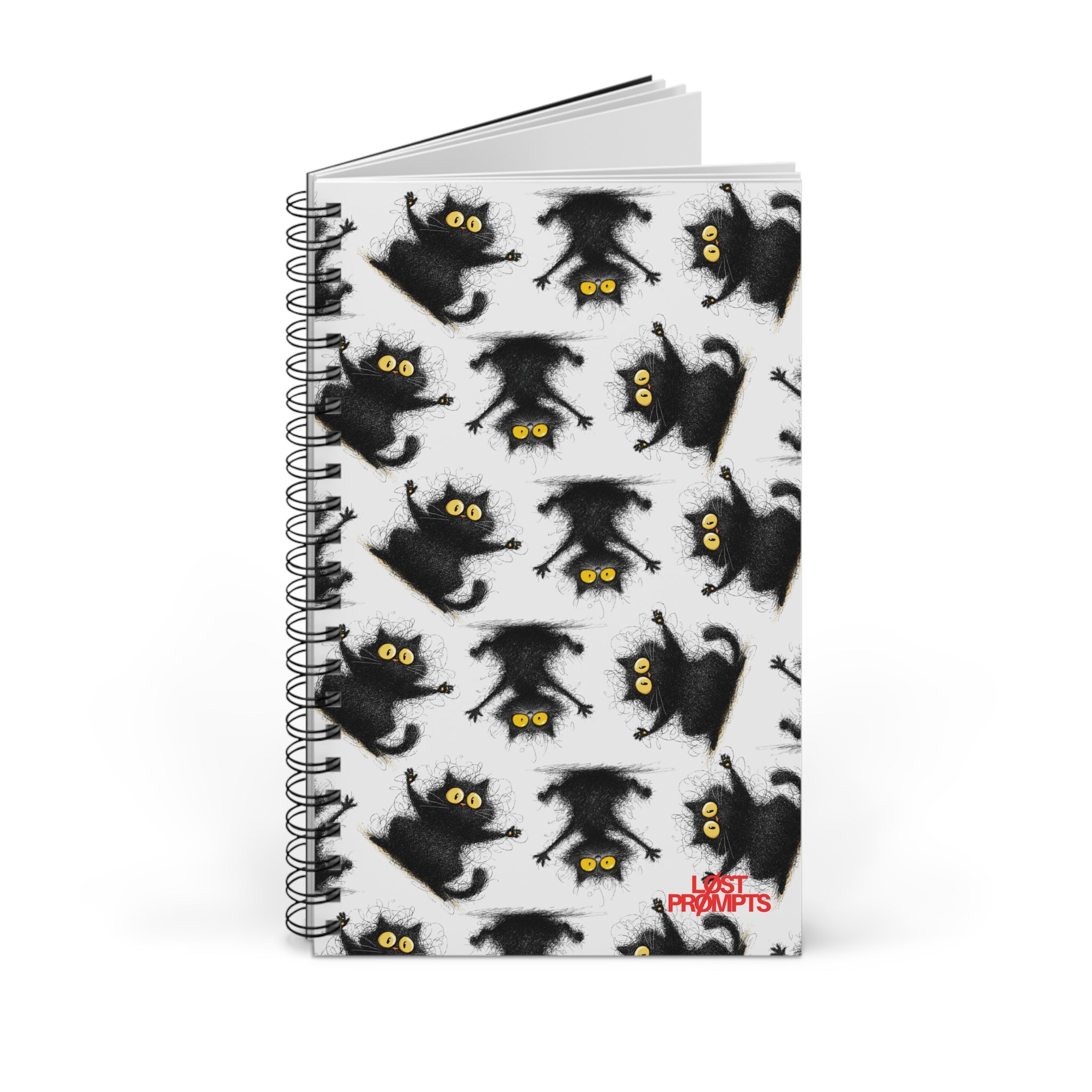 Whimsical Cat Spiral Journal - Cute Cat Lover Gift, Daily Planner, Creative Writing, Halloween Journal, Note-taking Sketchbook